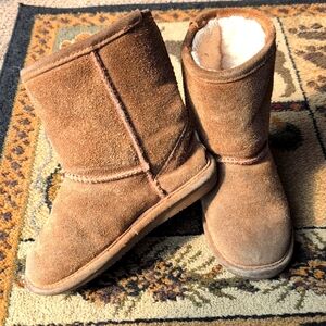 Bear Paw Elle Kids Cozy Tan Suede Boots Sz 13